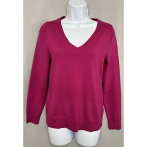 Banana Republic Sweater Womens MP Pink Extra Fine Italian‎ Merino Wool V Neck